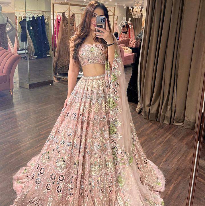 Launching 4 Meter Flare Real Mirror Embroidery Sequins work Lehenga