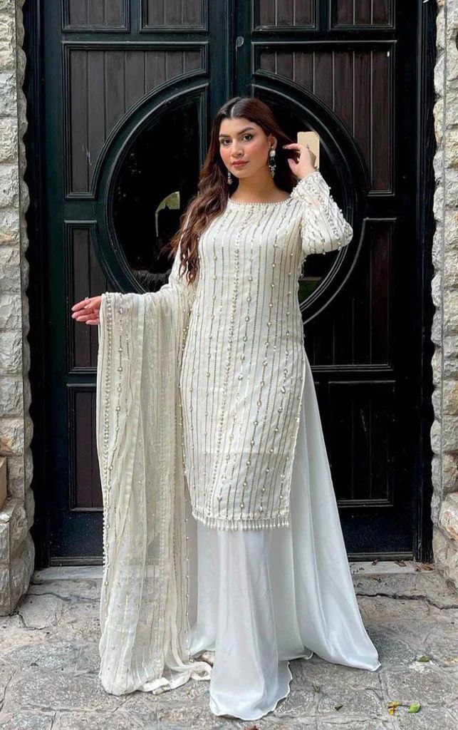 beautiful Designer Suit On havy Faux Georgette Suite