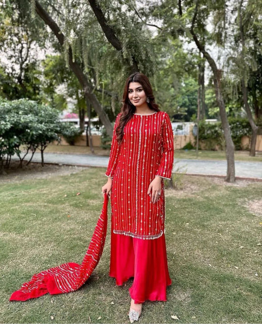 beautiful Designer Suit On havy Faux Georgette Suite