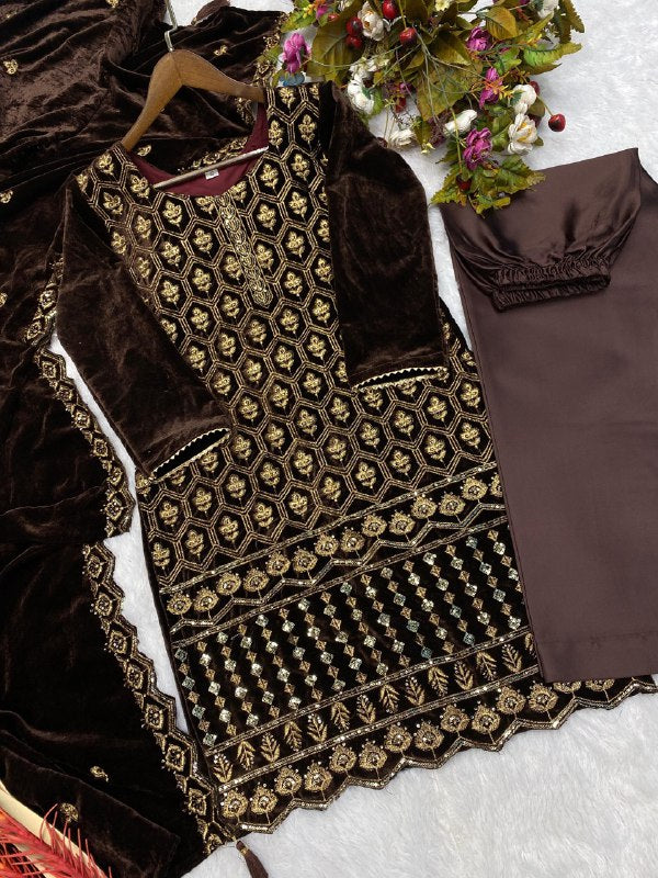 WINTER SEASON MAKE ADORABLE UR FUNCTION WEAR A VELVET EMBROIDERY WORK