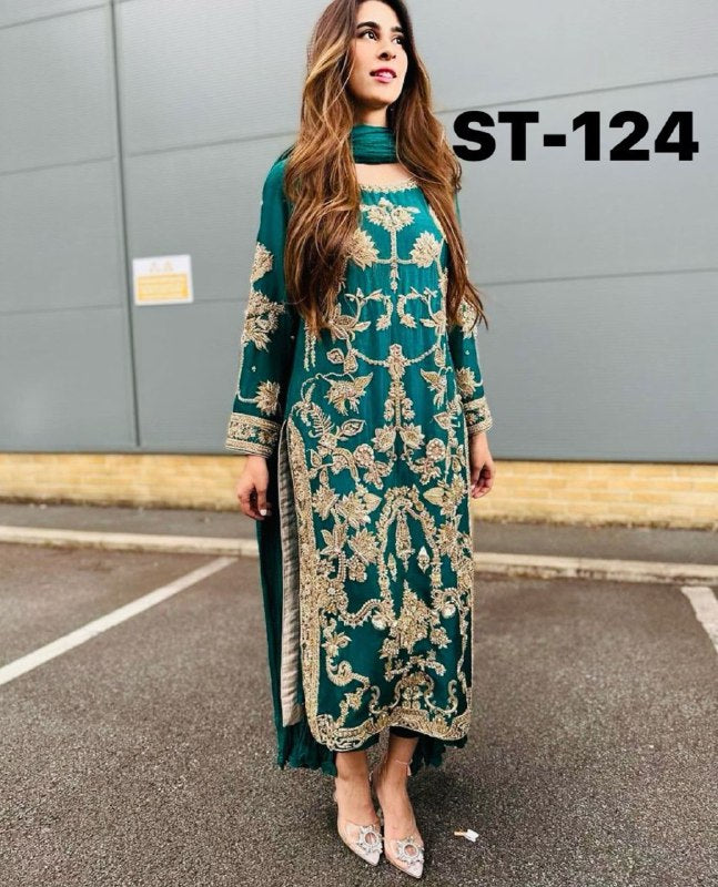 NEW DESIGNER HEAVY FUAX GEORGETTE PAKISTANI SUIT