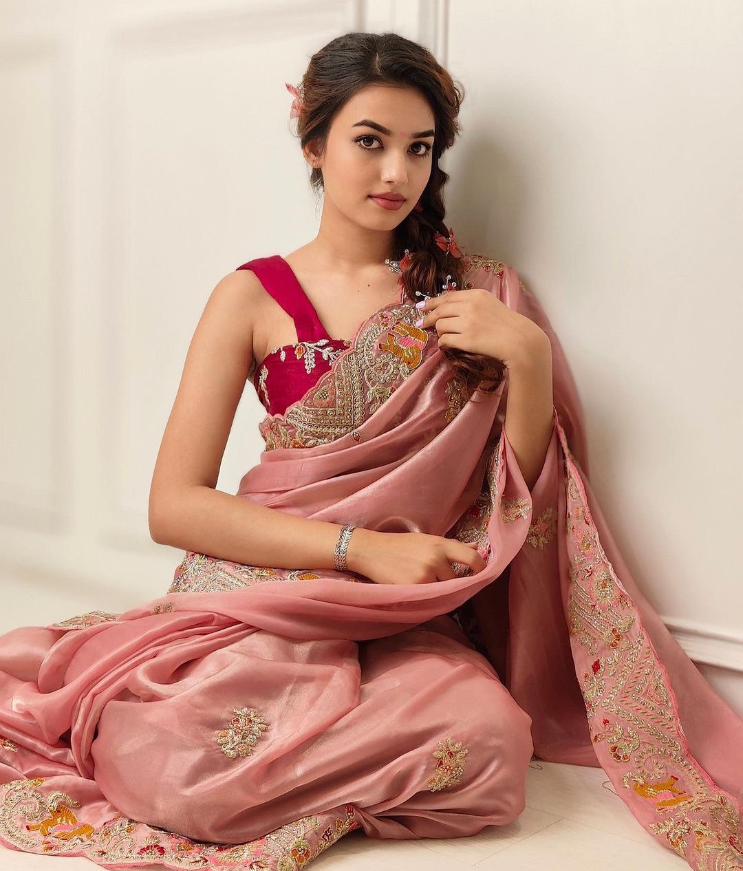 NEW TRENDING FANCY JIMI CHU SAREE GOOD OUTFIT CORDING WORK SAREE