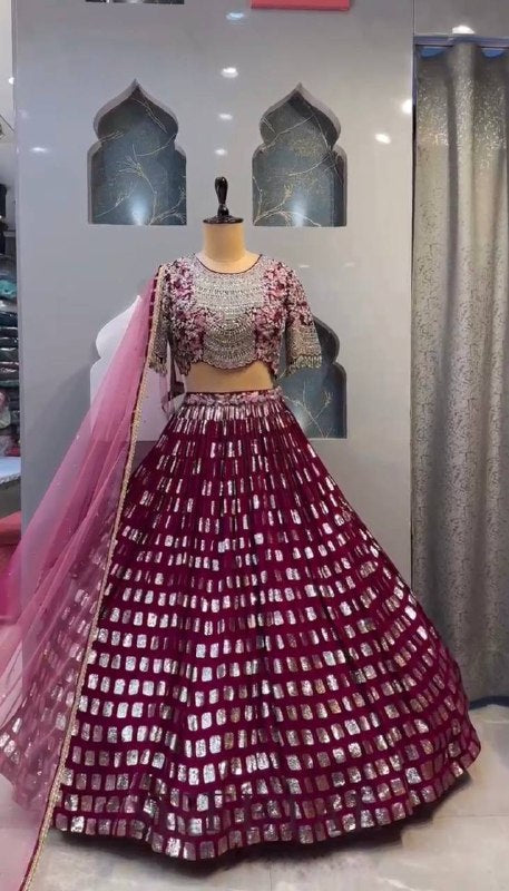 Launching Sequins Thread Lehenga, Exceptional Quality with Can-Can and Canvas Layers