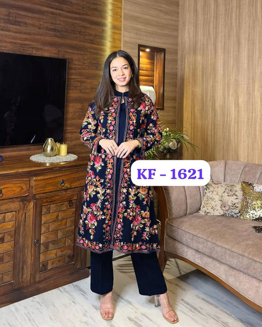 NEW DESIGNER KASHMIRI EMBROIDERY WORK 3 PIECE SUIT SET