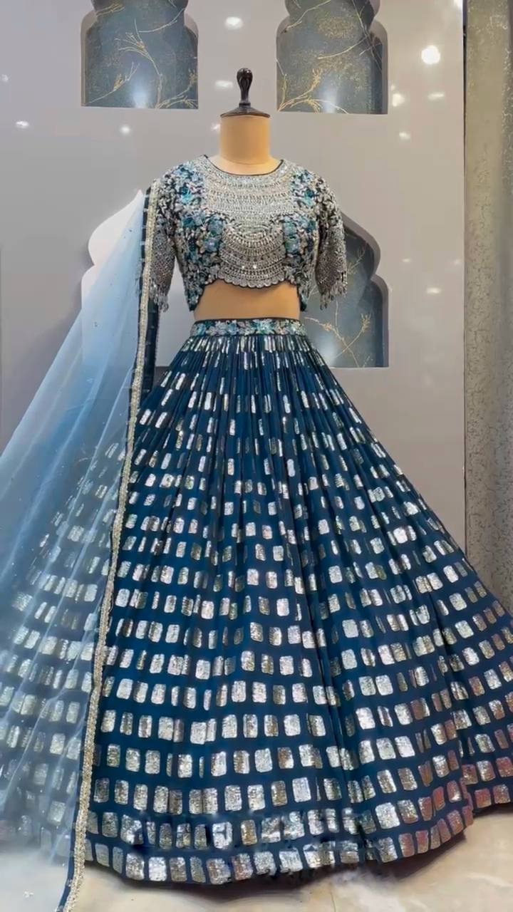 Launching Sequins Thread Lehenga, Exceptional Quality with Can-Can and Canvas Layers