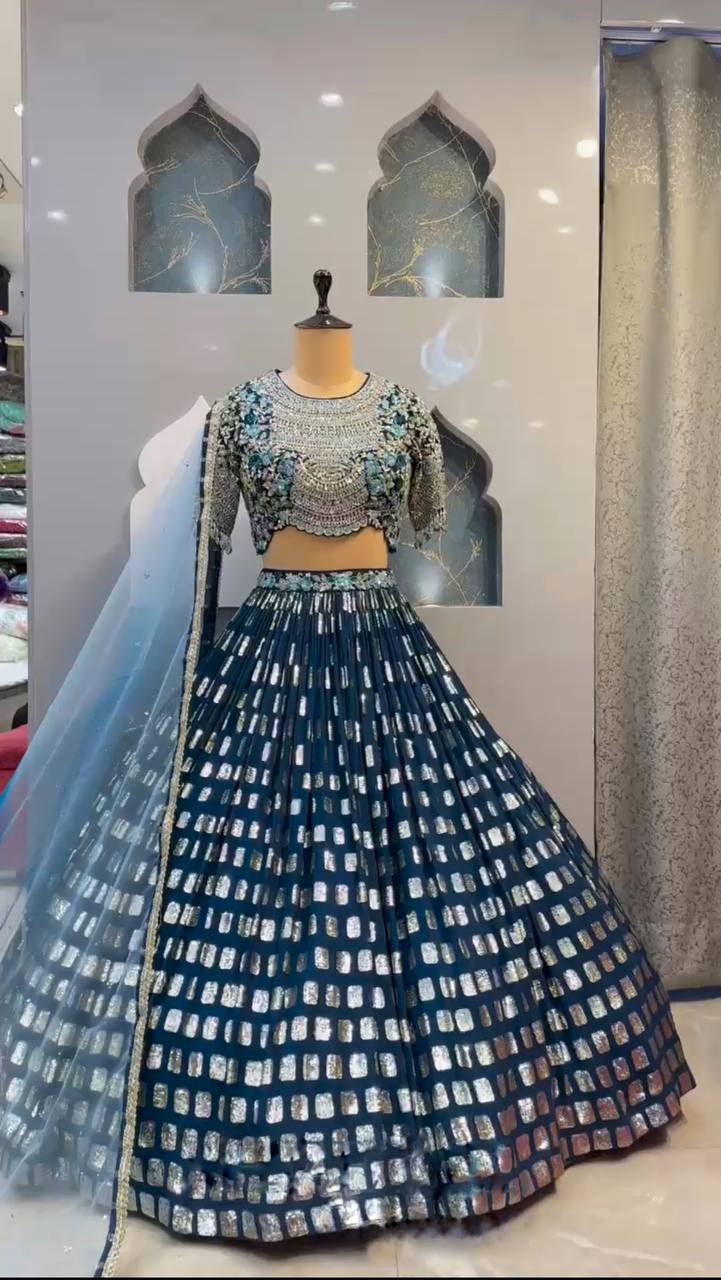 Launching Sequins Thread Lehenga, Exceptional Quality with Can-Can and Canvas Layers