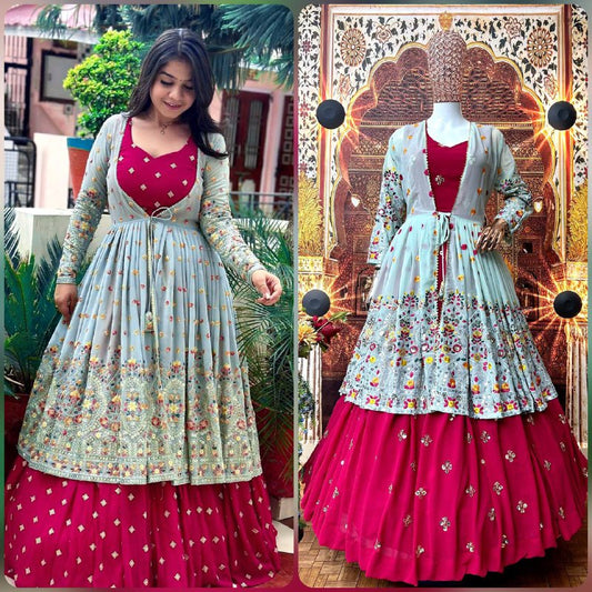 New Designer Party Wear FULL STITCHED Look Heavy Embroidery Sequence Work Lehenga Choli