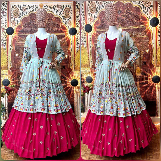 New Designer Party Wear FULL STITCHED Look Heavy Embroidery Sequence Work Lehenga Choli