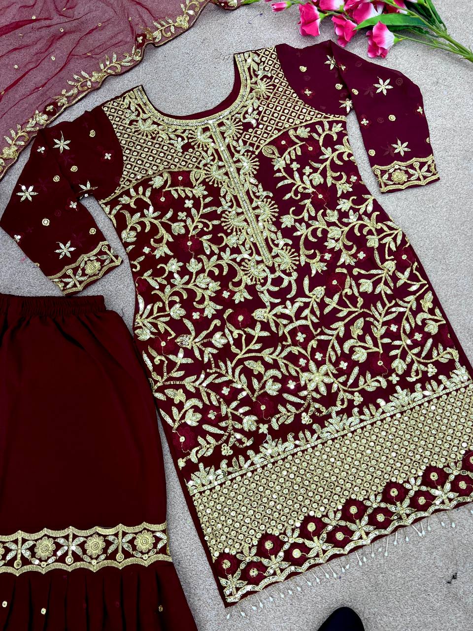 Launching New Designer Party Wear Look Fancy Top-Dupatta and Fully Stitched Gharara