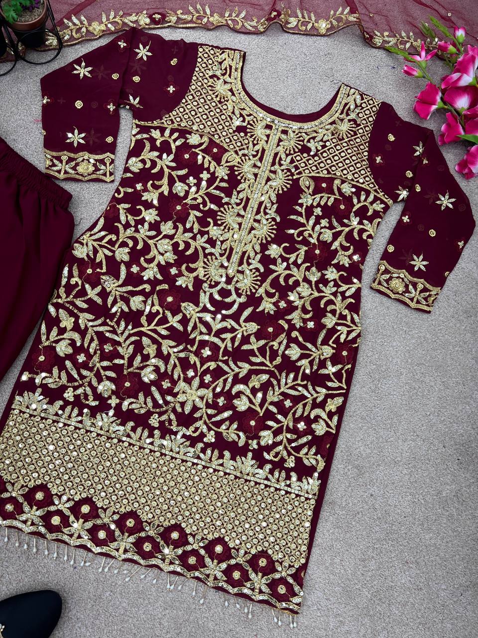 Launching New Designer Party Wear Look Fancy Top-Dupatta and Fully Stitched Gharara