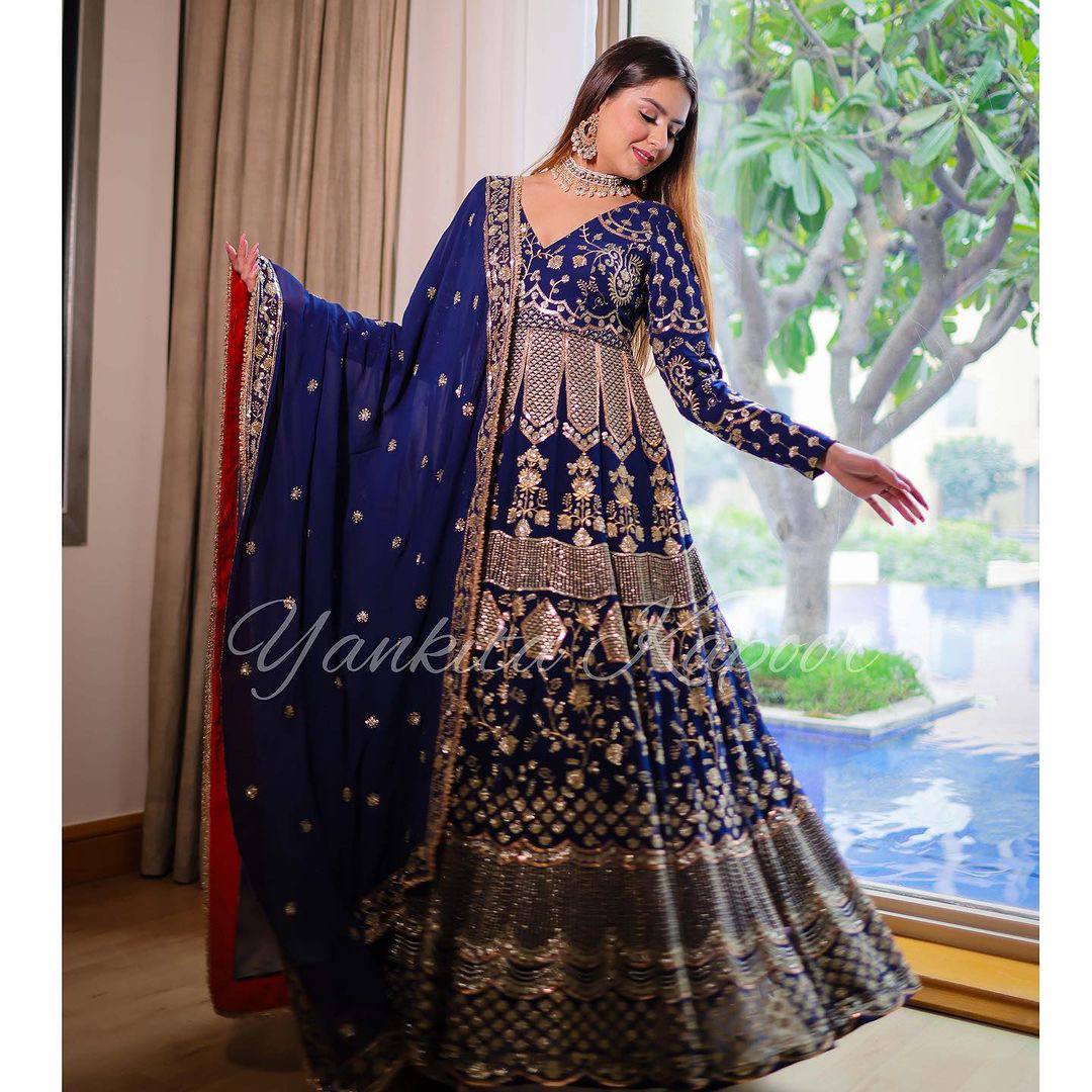 Launching New Designer Party Wear Look Full Heavy Embroidery Sequence Work Gown