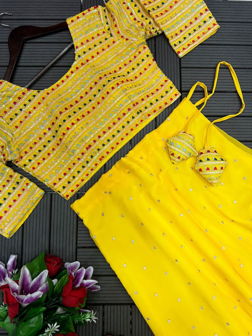 Haldi Ceremony Special New Super Trending Embroidery work ready to wear Lenegha