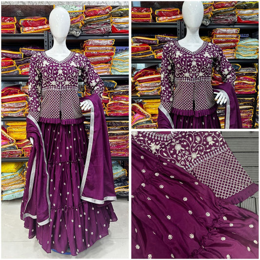 Presenting a New Party Wear Look Jacket Lehenga With Dupatta