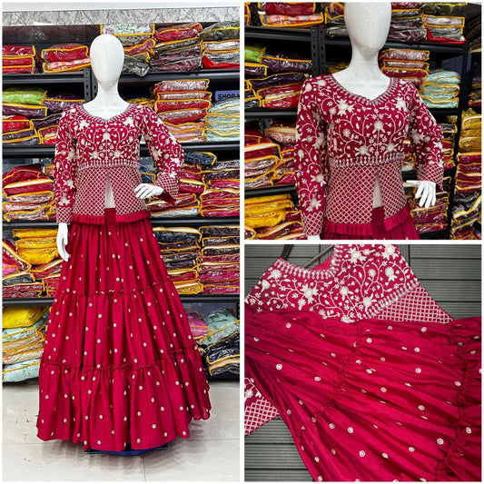 Presenting a New Party Wear Look Jacket Lehenga With Dupatta