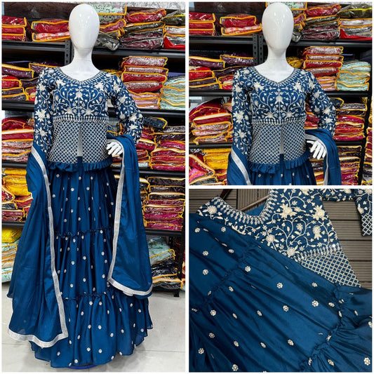 Presenting a New Party Wear Look Jacket Lehenga With Dupatta