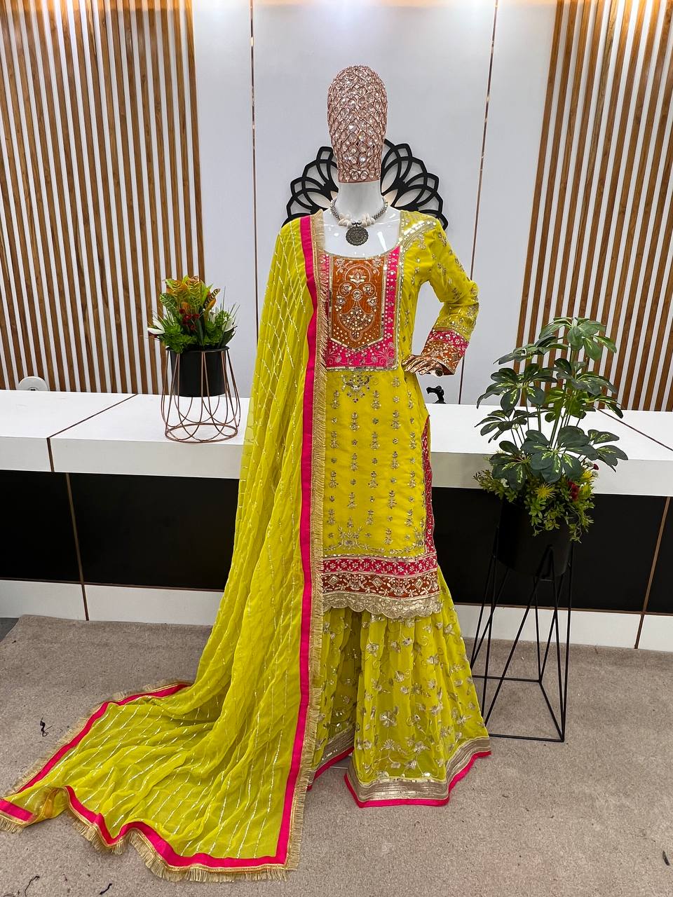 New Designer Party Wear Look Fancy Top-Dupatta and Fully Stitched Gharara