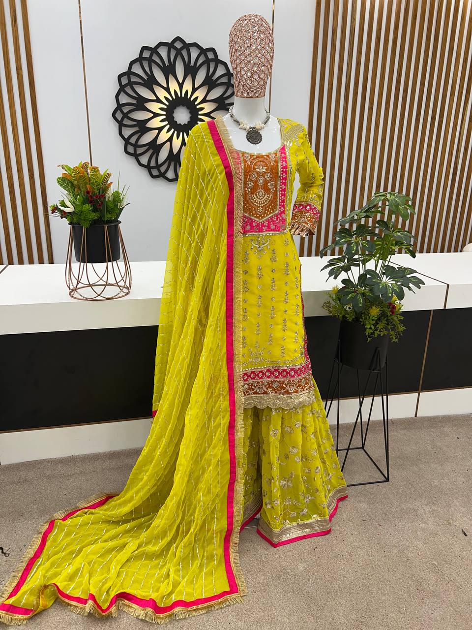 New Designer Party Wear Look Fancy Top-Dupatta and Fully Stitched Gharara