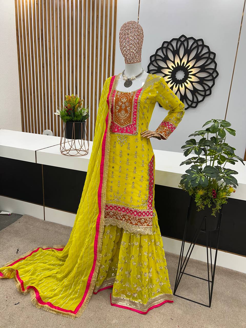 New Designer Party Wear Look Fancy Top-Dupatta and Fully Stitched Gharara