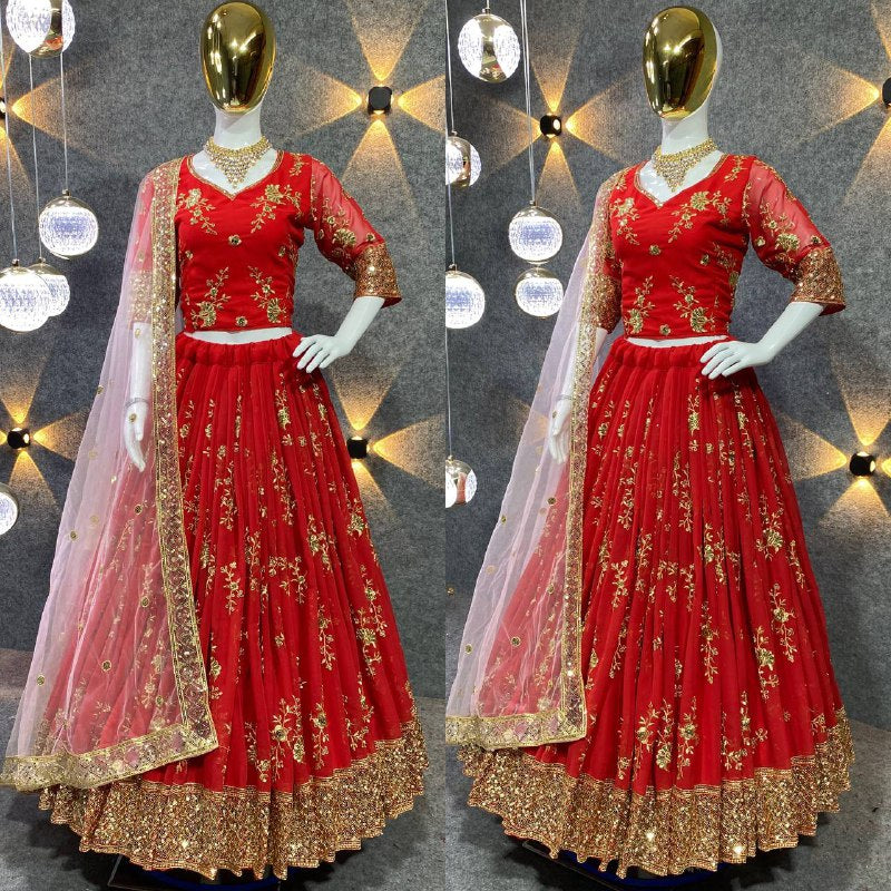 Faux Georgette 5mm Sequence Work Lehenga choli