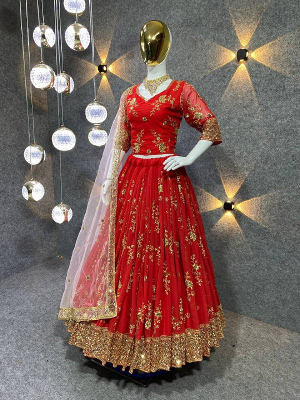 Faux Georgette 5mm Sequence Work Lehenga choli