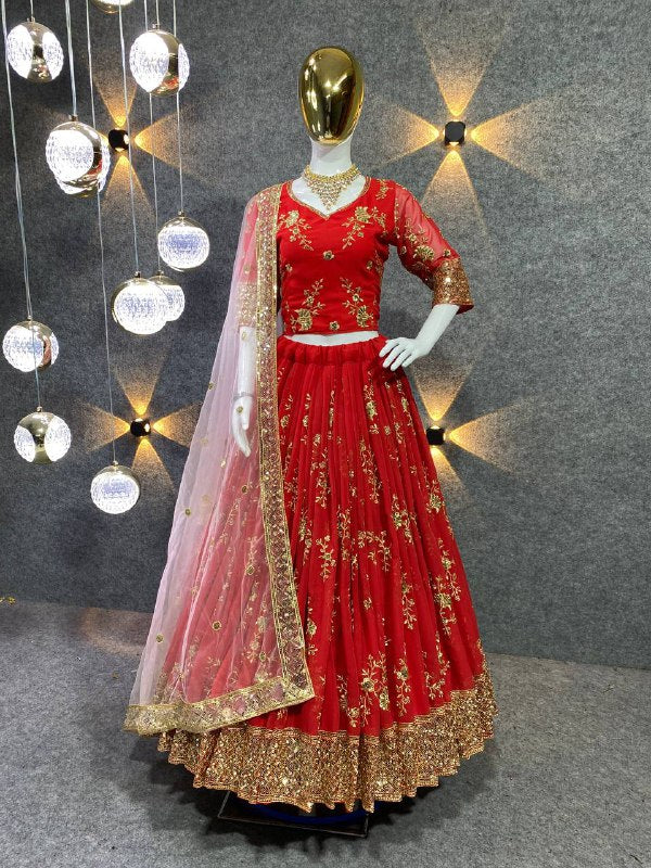 Faux Georgette 5mm Sequence Work Lehenga choli