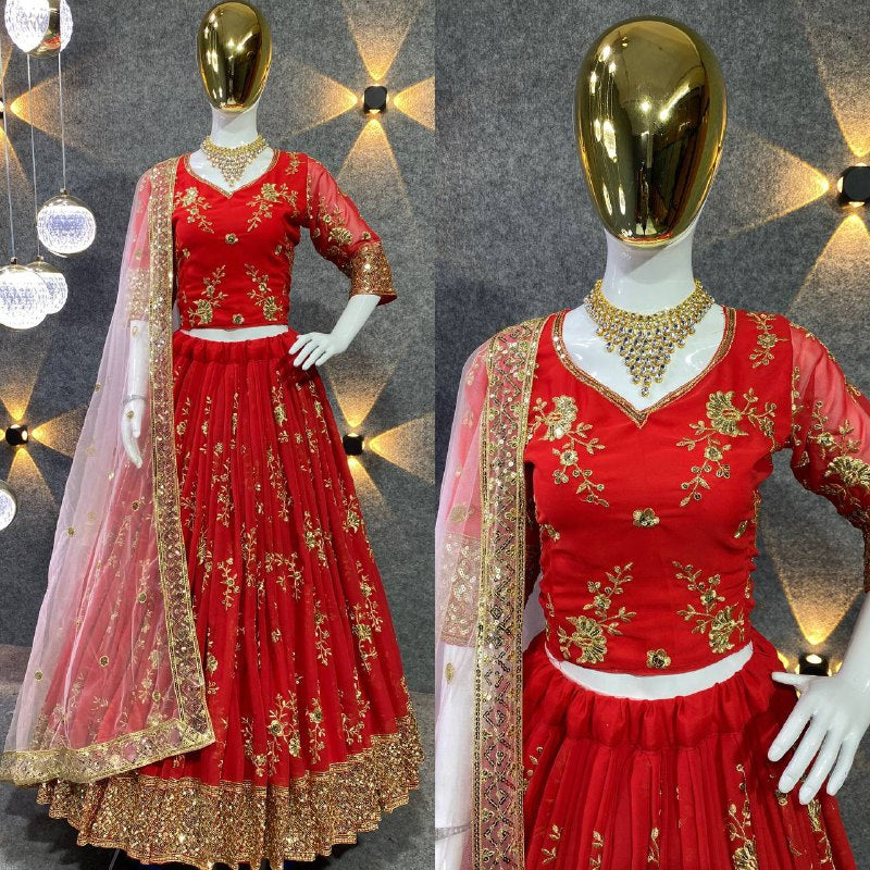 Faux Georgette 5mm Sequence Work Lehenga choli