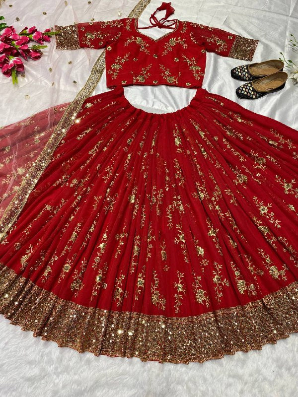 Faux Georgette 5mm Sequence Work Lehenga choli