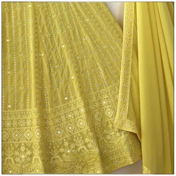 Yellow Color Embroidered Attractive Party Wear Georgette Lehenga choli