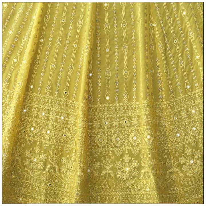 Yellow Color Embroidered Attractive Party Wear Georgette Lehenga choli