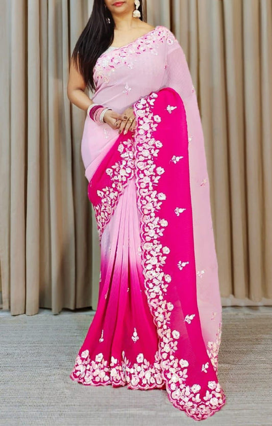 Party Wear Soft Georgette Crush Saree