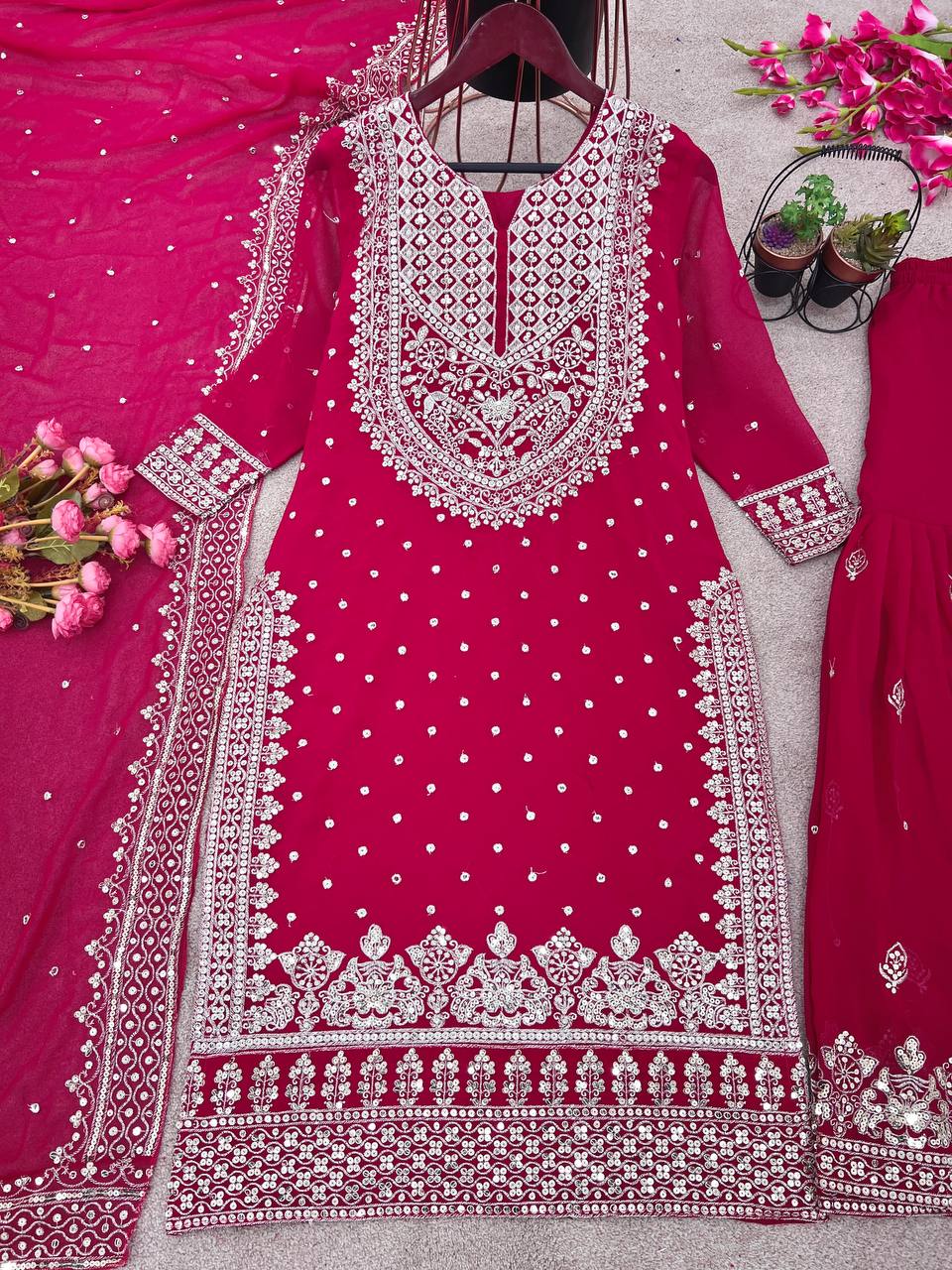 New Heavy Embroidery Sequence Work Top Gharara