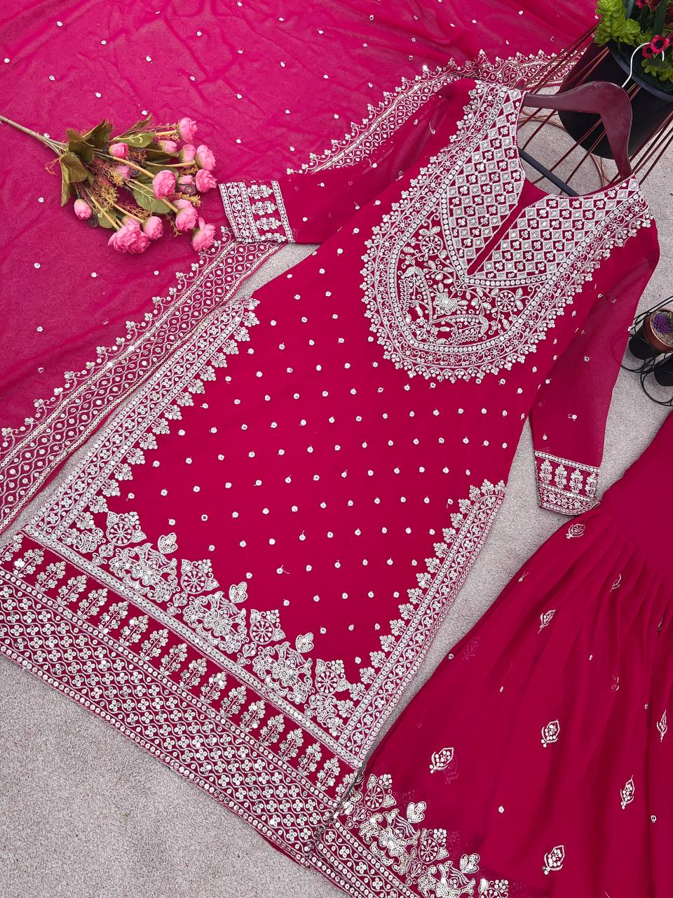 New Heavy Embroidery Sequence Work Top Gharara