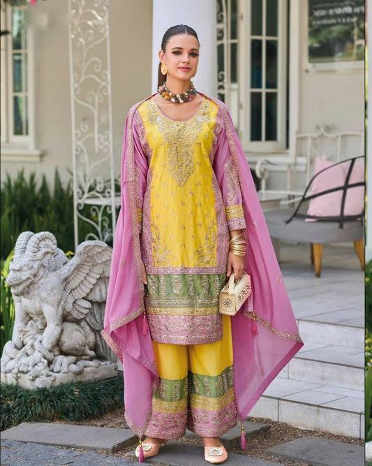 New Designer Party Wear Look Fancy Top-Dupatta and Fully Stitched Sharara