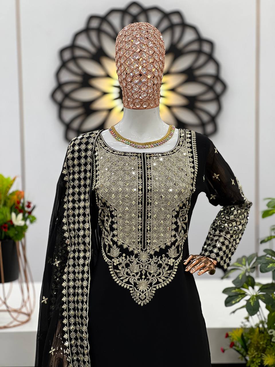 New Ramdan Eid Ready-made Collection With Faux Georgette And Heavy Embroidery Sequence Work