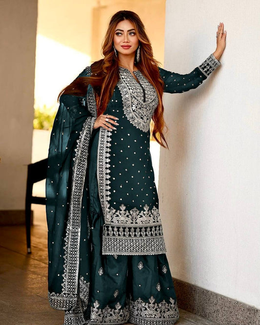 New Heavy Embroidery Sequence Work Top Gharara