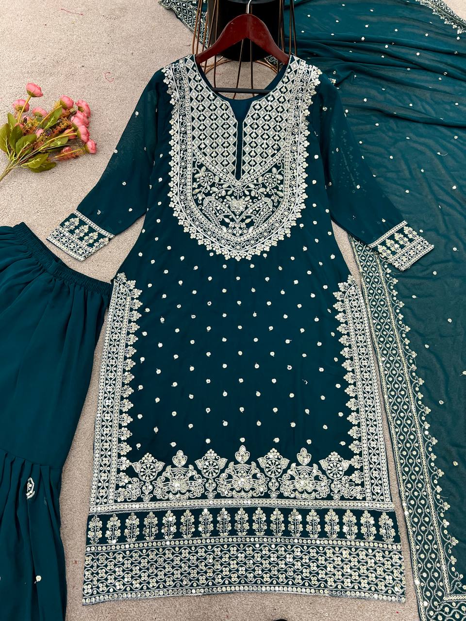 New Heavy Embroidery Sequence Work Top Gharara