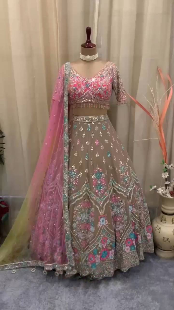 Real Mirror 3.5 Meter Flared Lehenga, Exceptional Quality with Can-Can