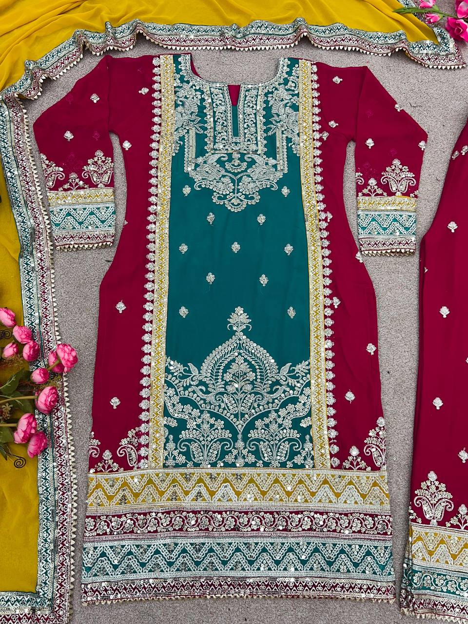 New Eud Collection Top-Bottom And Dupatta Set Fully Stitched Ready To Wear