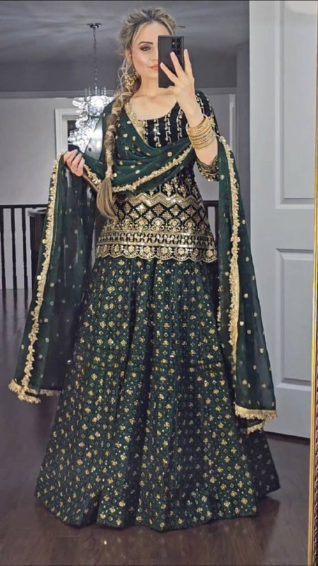 Faux Georgette With 5mm Sequence Fancy Border Work Suit