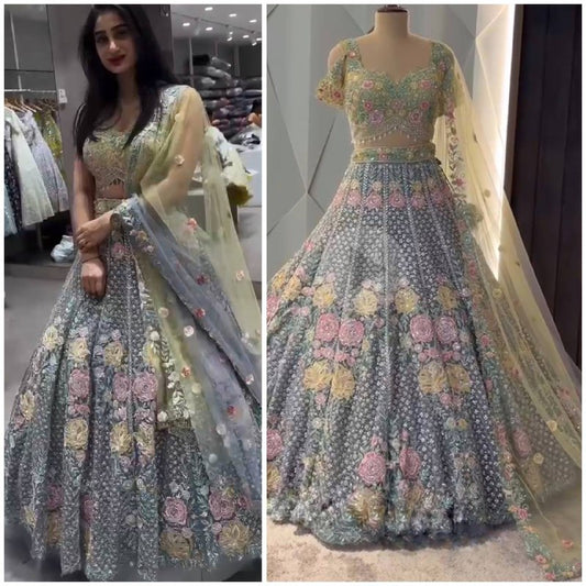 Launching Around 3.5 Meter Flared Coding Sequins Work Lehenga