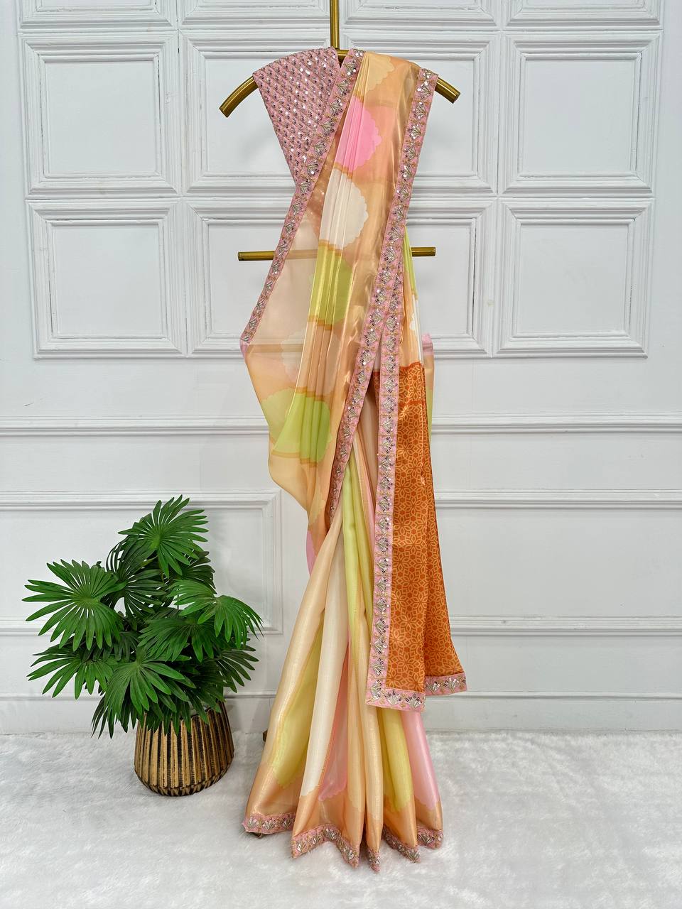 NEW SUPERHIT TRENDING DIGITAL PRINTED JIMMICHU FABRIC SAREE