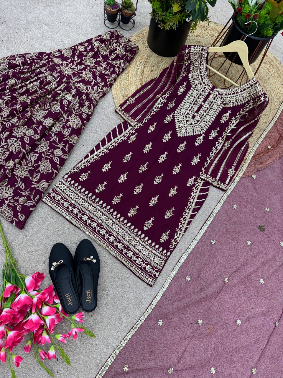 New Designer Party Wear Look Fancy Top-Dupatta and Fully Stitched Gharara