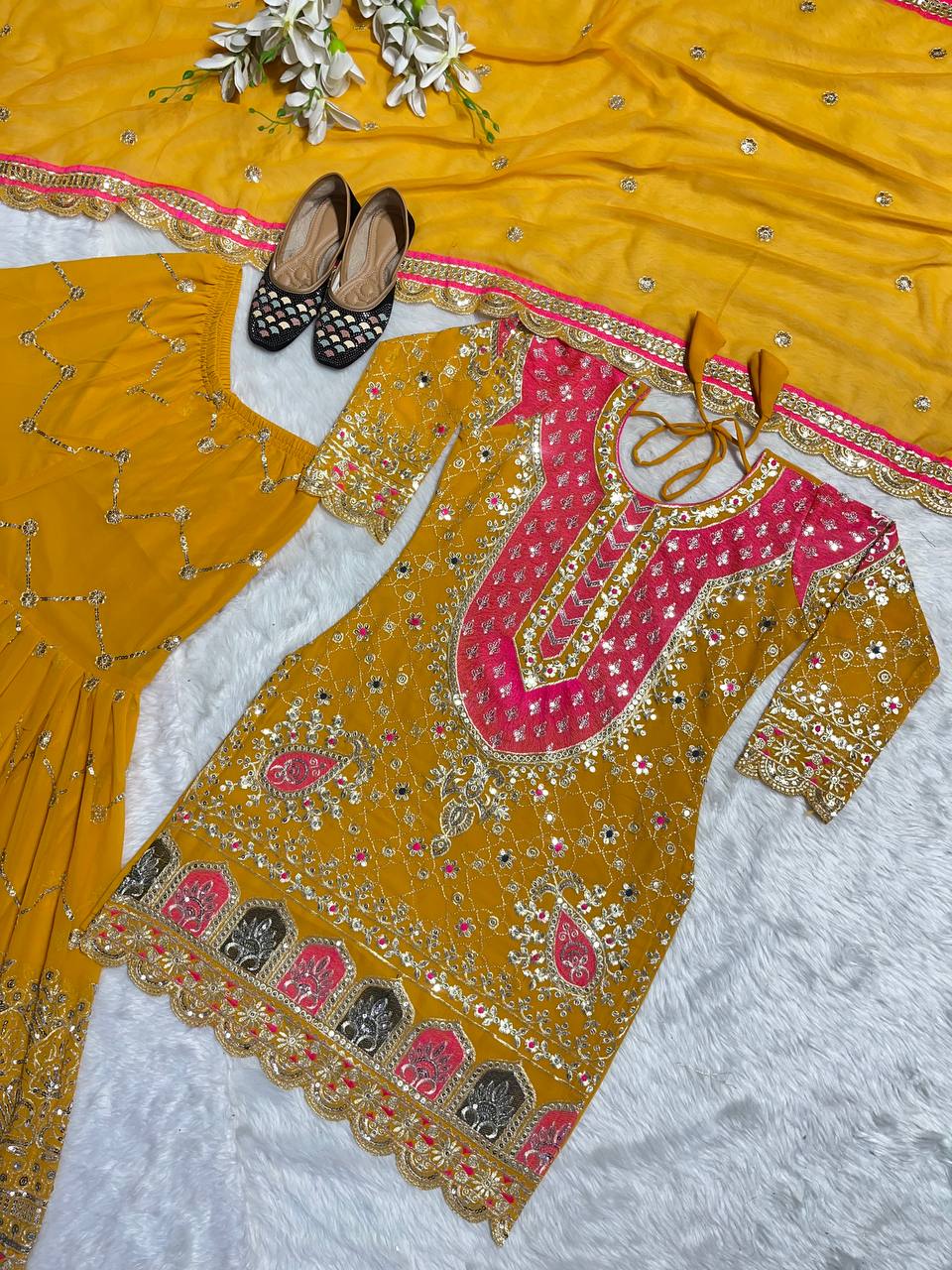 Heavy Faux Georgette With Heavy *5mm Embroidery Sequence Suit