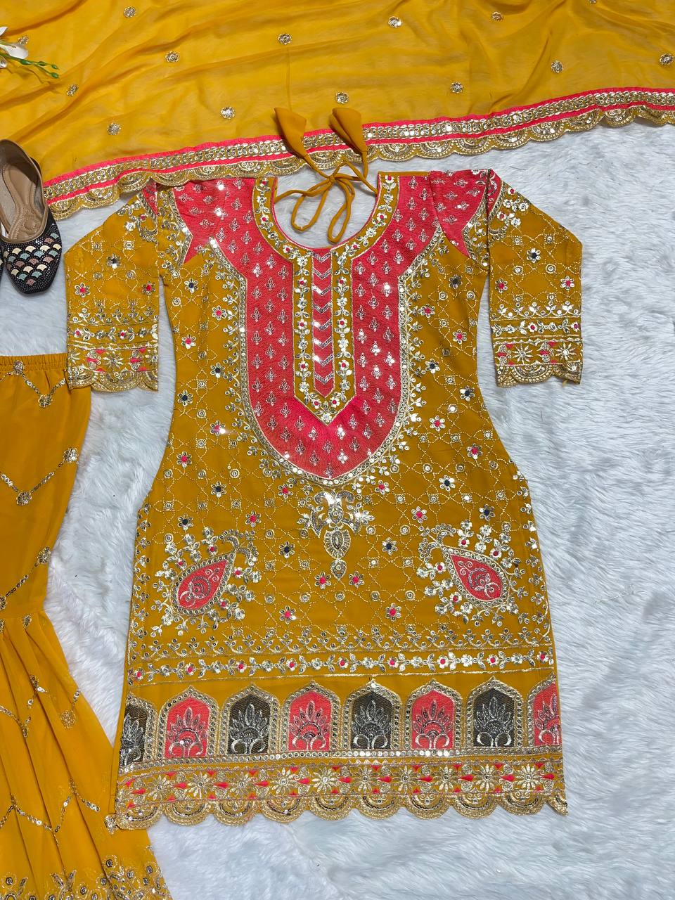 Heavy Faux Georgette With Heavy *5mm Embroidery Sequence Suit