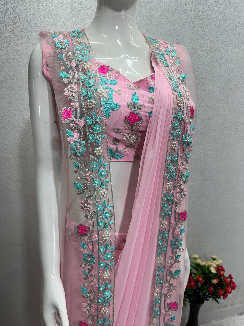 NEW DESIGNER WEAR FANCY 4 PIS LAHENGA SET