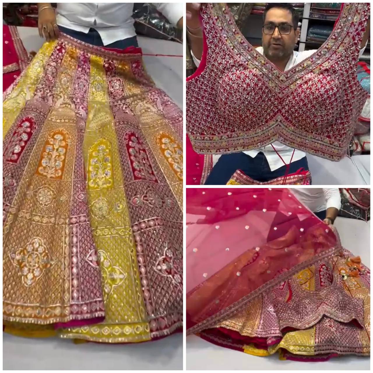 Launching Embroidery Sequins Work, 3.5 Meter Flared Lehenga