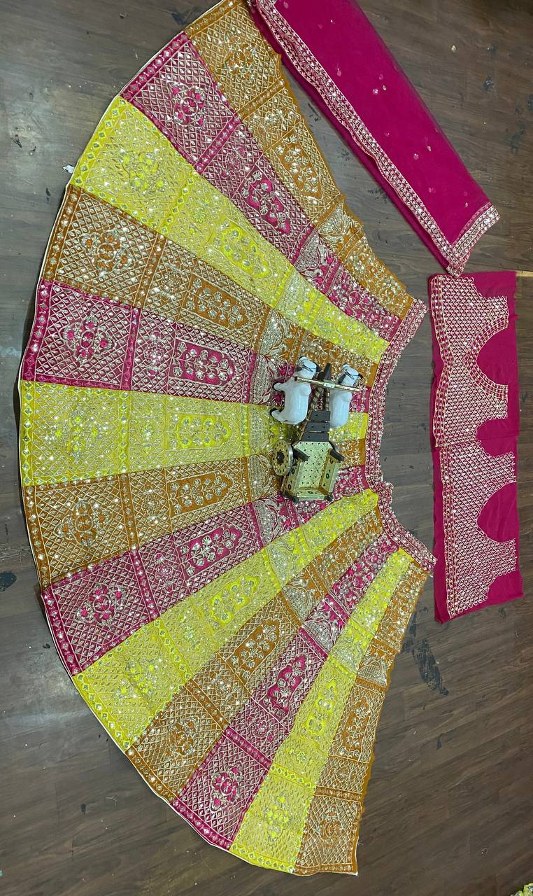 Launching Embroidery Sequins Work, 3.5 Meter Flared Lehenga