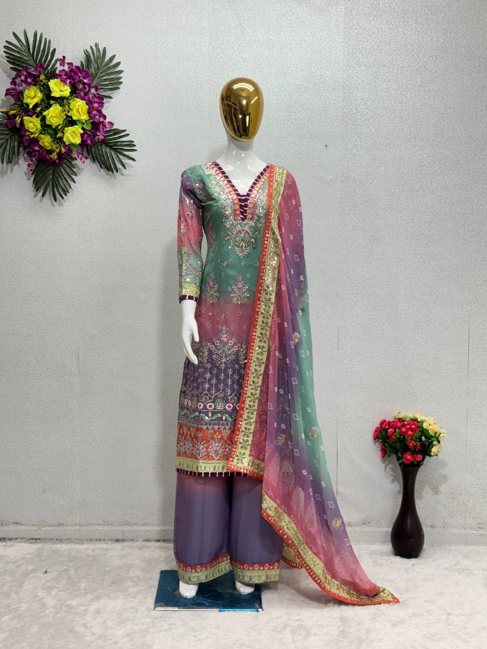 NEW DESIGNER HEAVY FUAX GEORGETTE PAKISTANI SUIT