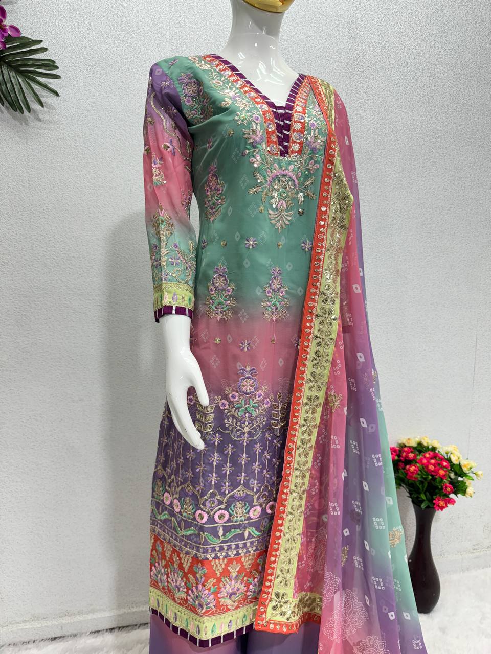 NEW DESIGNER HEAVY FUAX GEORGETTE PAKISTANI SUIT