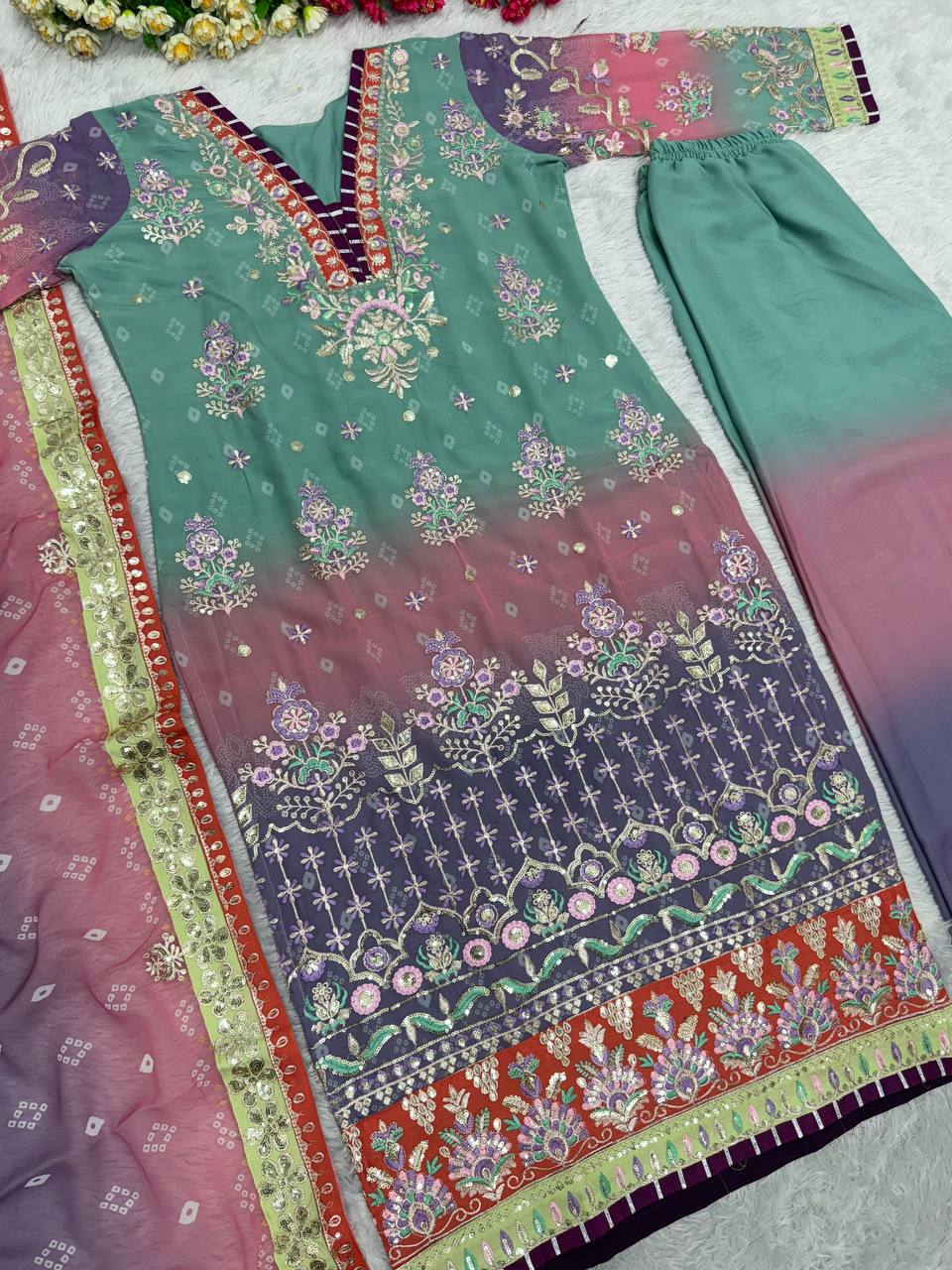 NEW DESIGNER HEAVY FUAX GEORGETTE PAKISTANI SUIT